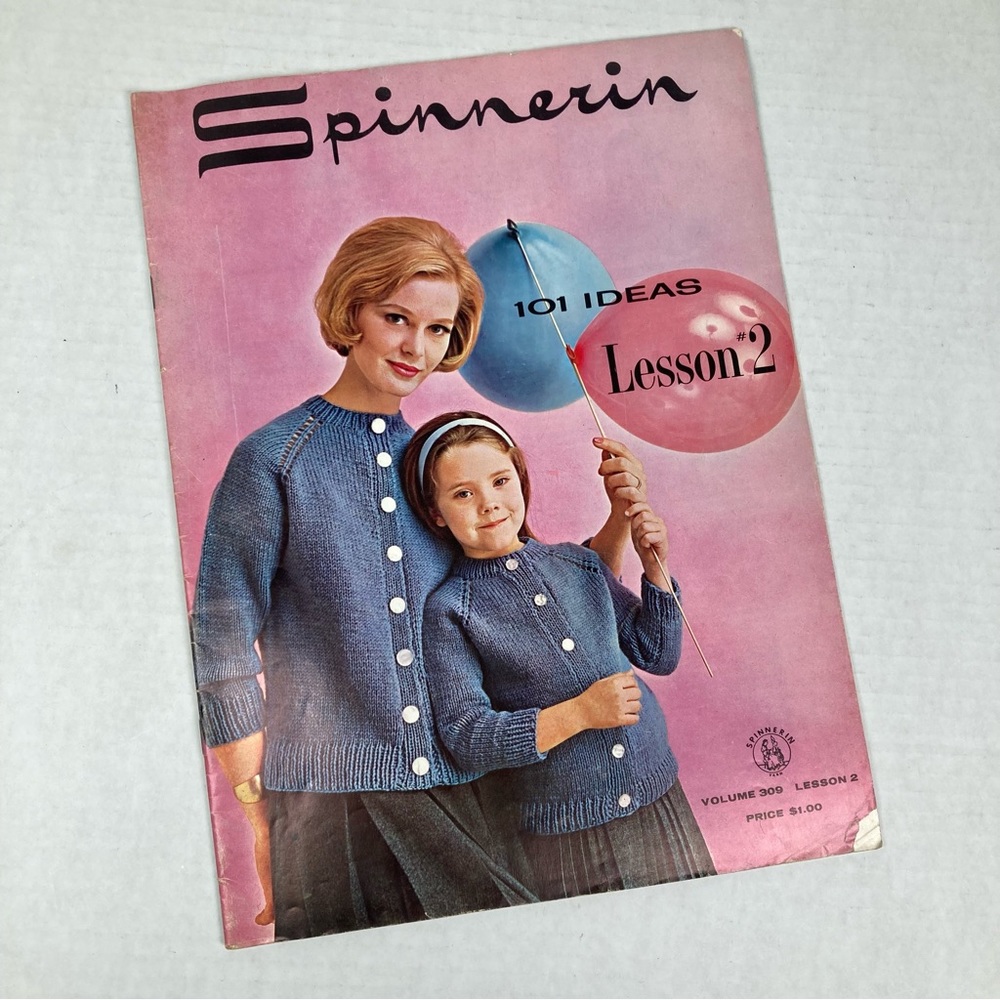 Spinnerin 101 Raglan Sweater Ideas Lesson 2 Volume 309 VTG 1963